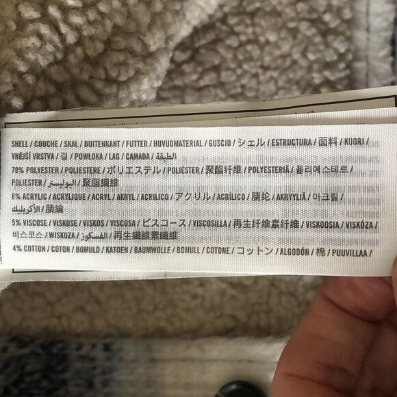 Abercrombie & Fitch Sherpa Lined Boxy Relaxed Fit Shaggy Plaid Flannel Jacket L - Picture 13 of 16